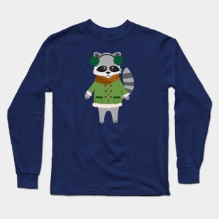 Woodland raccoon in a winter coat Long Sleeve T-Shirt